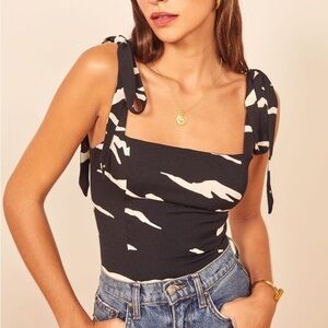 Reformation Black & White Zebra Print Ellora Tank